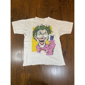 DC Comics Vintage 1988 The Joker White T-Shirt Men's Size Large Made In USA 80s